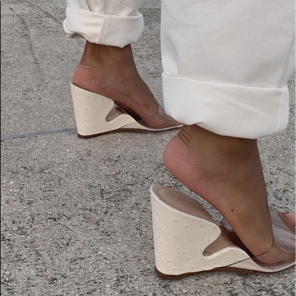 By Far Greta Ostrich leather mule heel